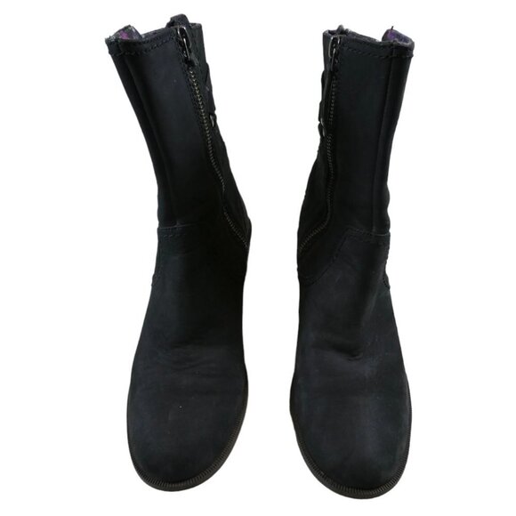 TEVA FOXY NUBUCK LEATHER ZIP BOOTS MID CALF STACKED HEEL RUBBER SOLE SZ 7 #631 - Picture 2 of 9